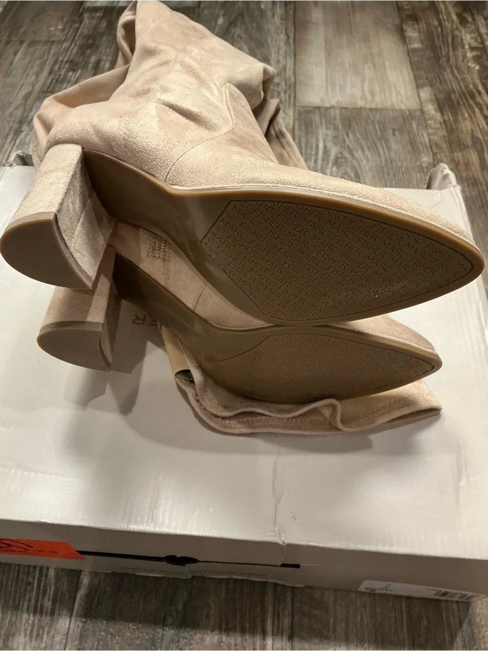 Marc Fisher Tan Over-the-Knee Block Heel Boots Size 7
